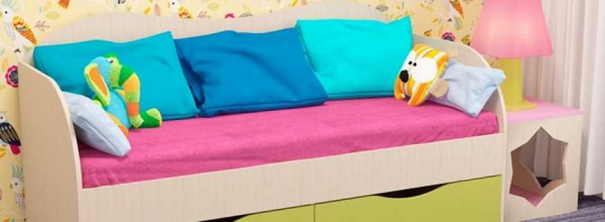 Priekšrocības bērnu gultai ar atvilktnēm, dažādu dizainu