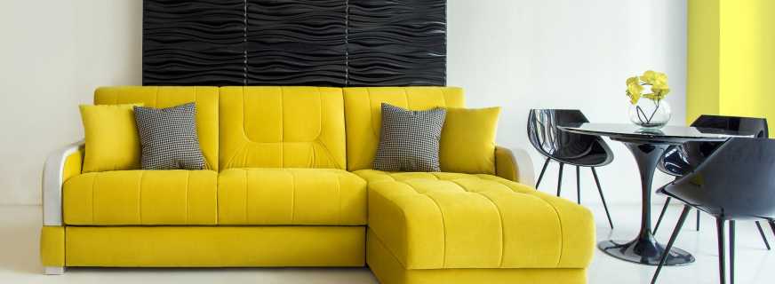 Dzeltenā dīvāna izvēles noteikumi, veiksmīgākās pavadošās krāsas