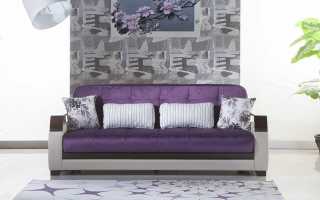 Violetā dīvāna izmantošanas pazīmes, izgatavošanas materiāli