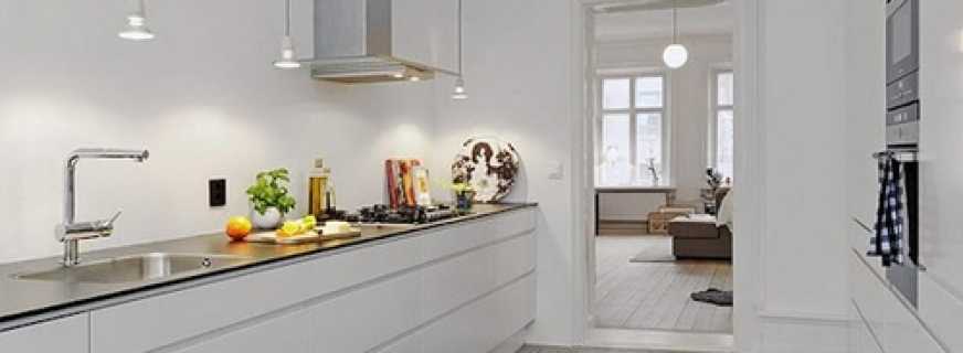 Skaists virtuves dizains bez augšējiem skapjiem, gatavu iespēju fotoattēli