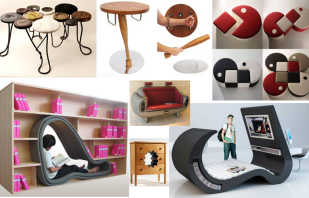 Varianter av ovanliga möbler, designerprodukter