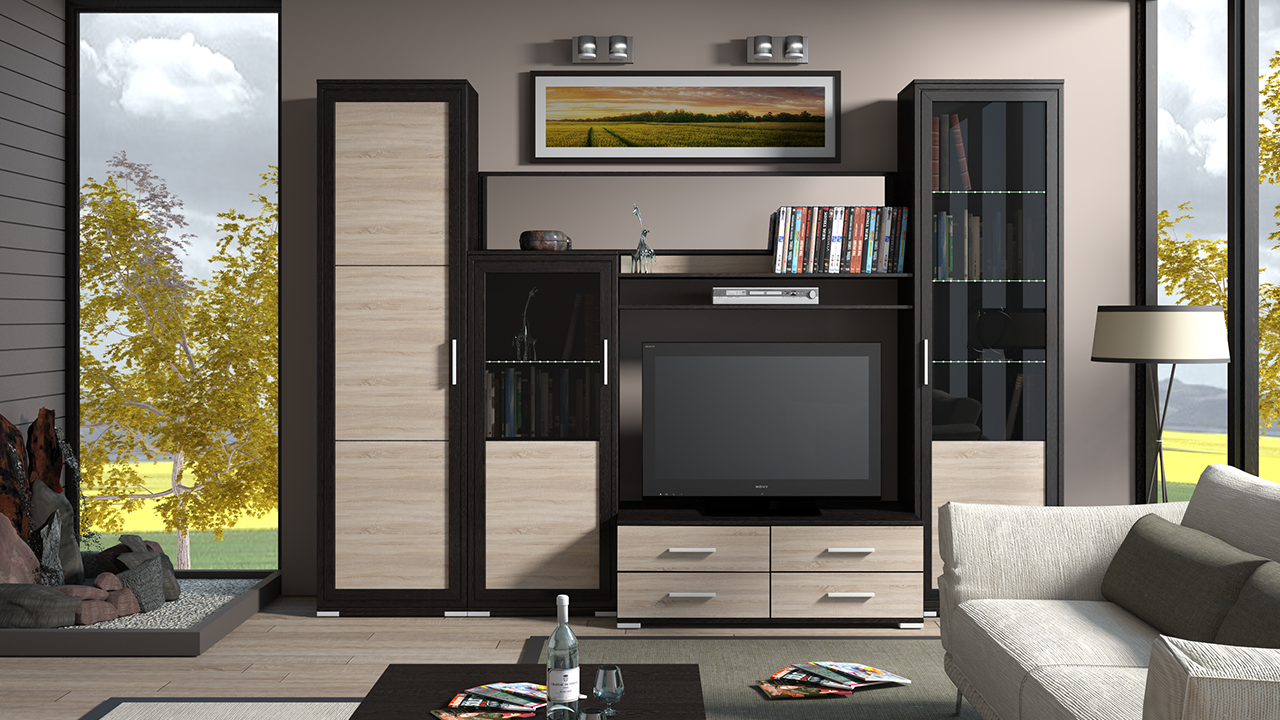 Klasiskas moduļu dzīvojamās istabas mēbeles