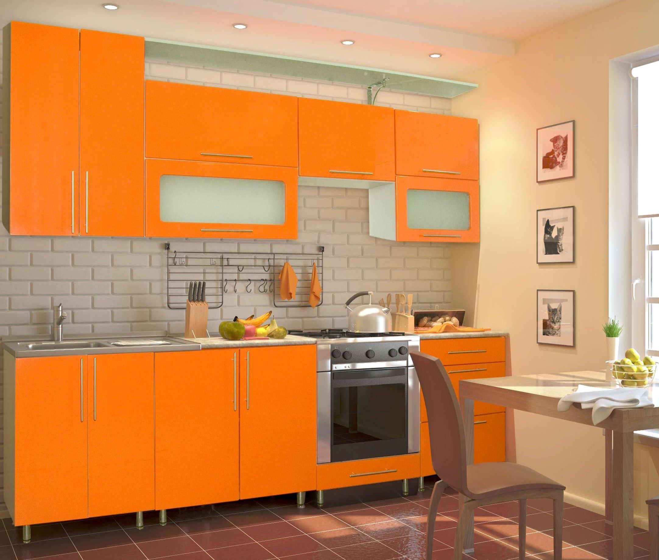 Oranžas skapja mēbeles virtuvei