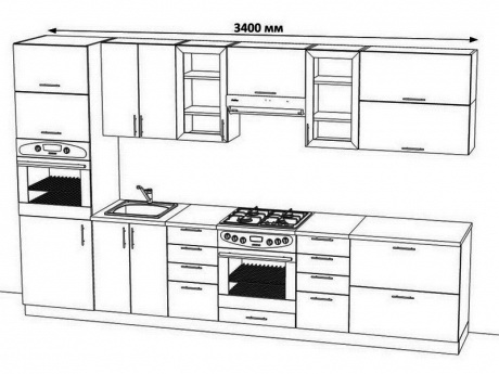 Lineāras virtuves vienības dizains