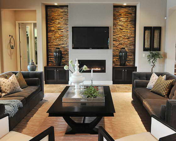 Symetrický obývací pokoj