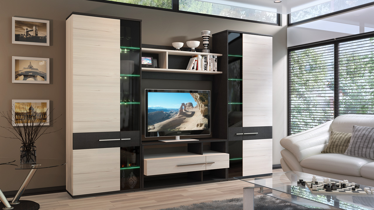 Dizaina iespējas dzīvojamām istabām ar mēbelēm skaistā, modernā stilā