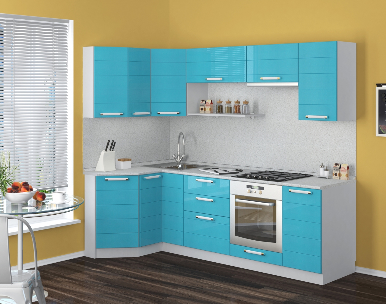 Virtuve zilā krāsā