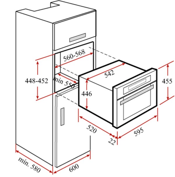 Cabinet drawing for built-in oven