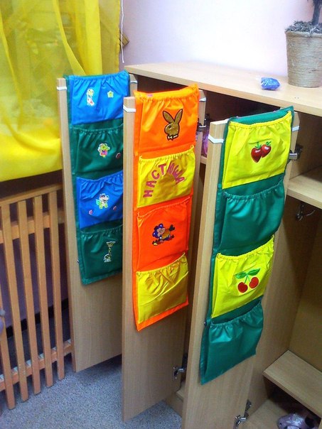 Pocket for a locker in a kindergarten