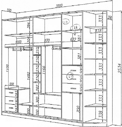 Drawings of cabinets