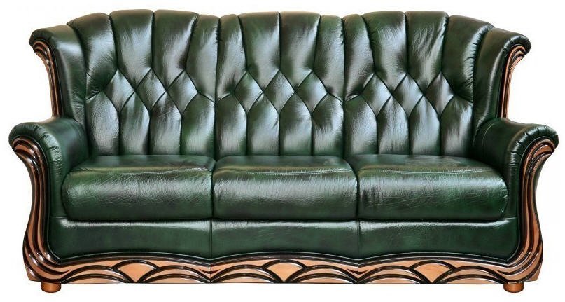 Zaļas īstas ādas dīvāns