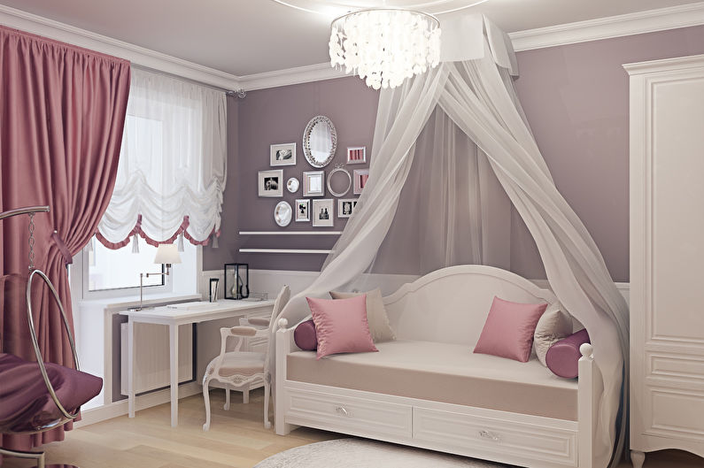 Design of a children's room for a girl in a classic style