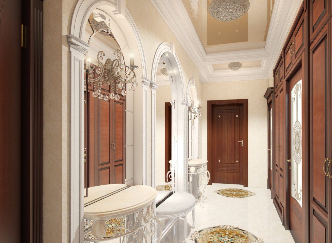The design of the hallway in a classic style