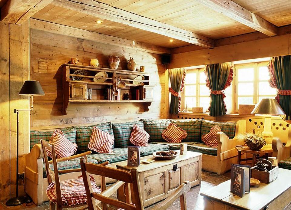 Eco style summer cottage interior