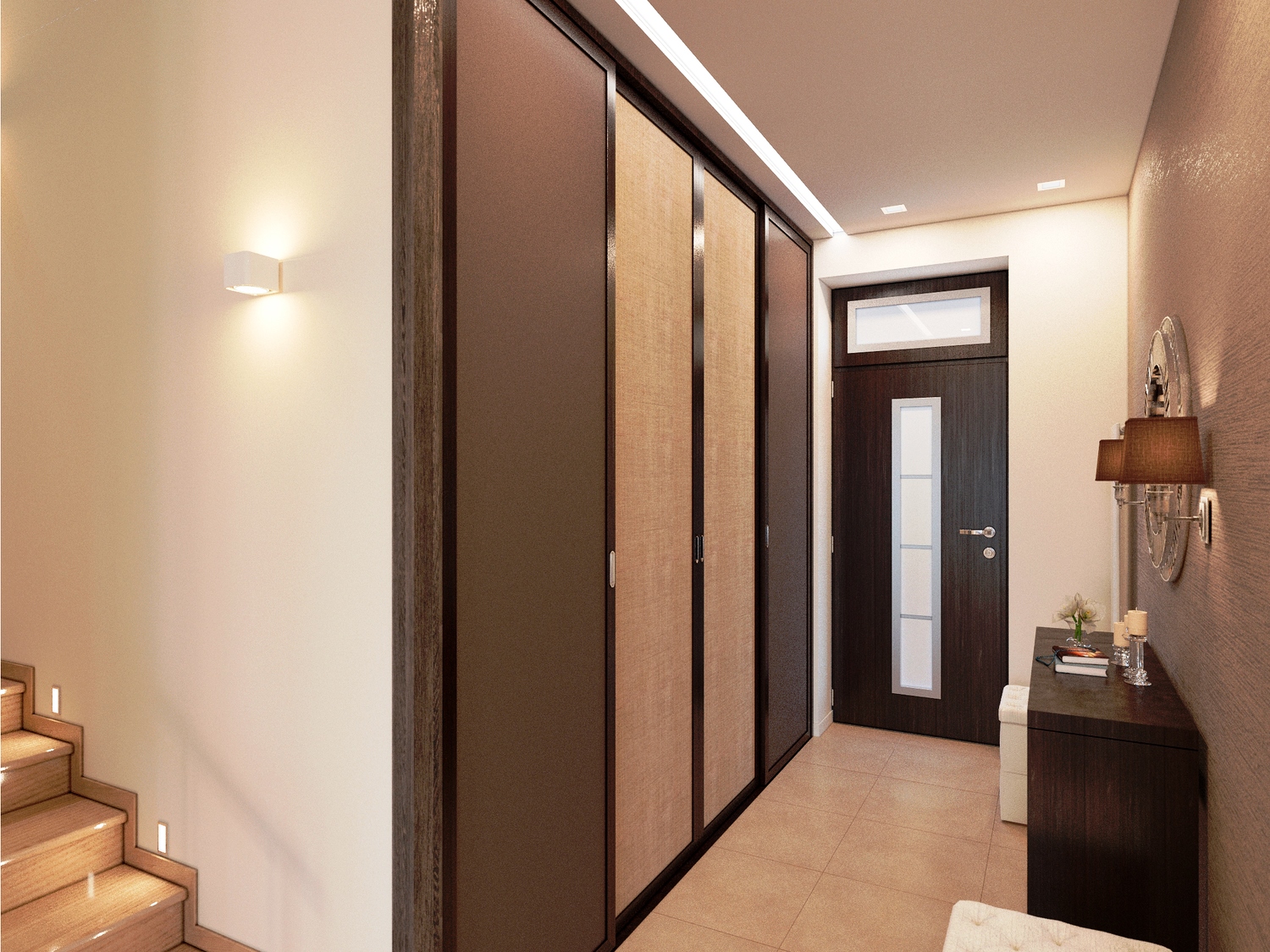 Entrance hall with large built-in wardrobe