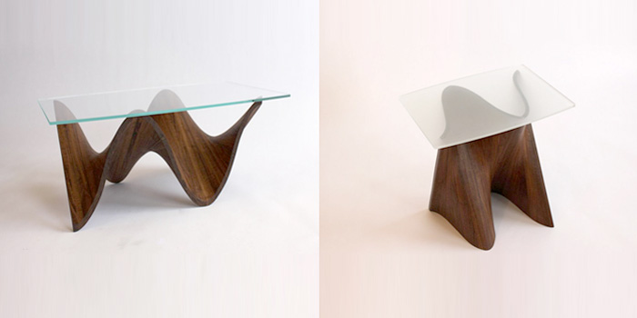 Table basse en verre en bois