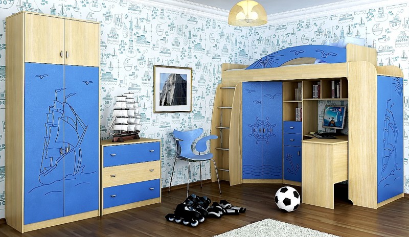 Bērnu istaba ar ērtām mēbelēm