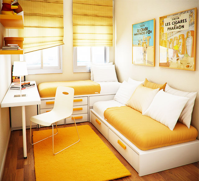 Maza istaba dzeltenā krāsā