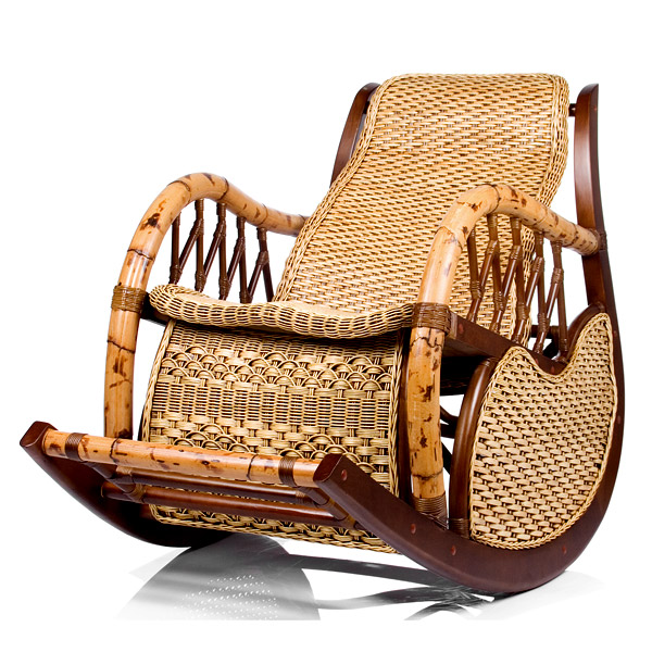 Cadeira de balanço de vime bambu