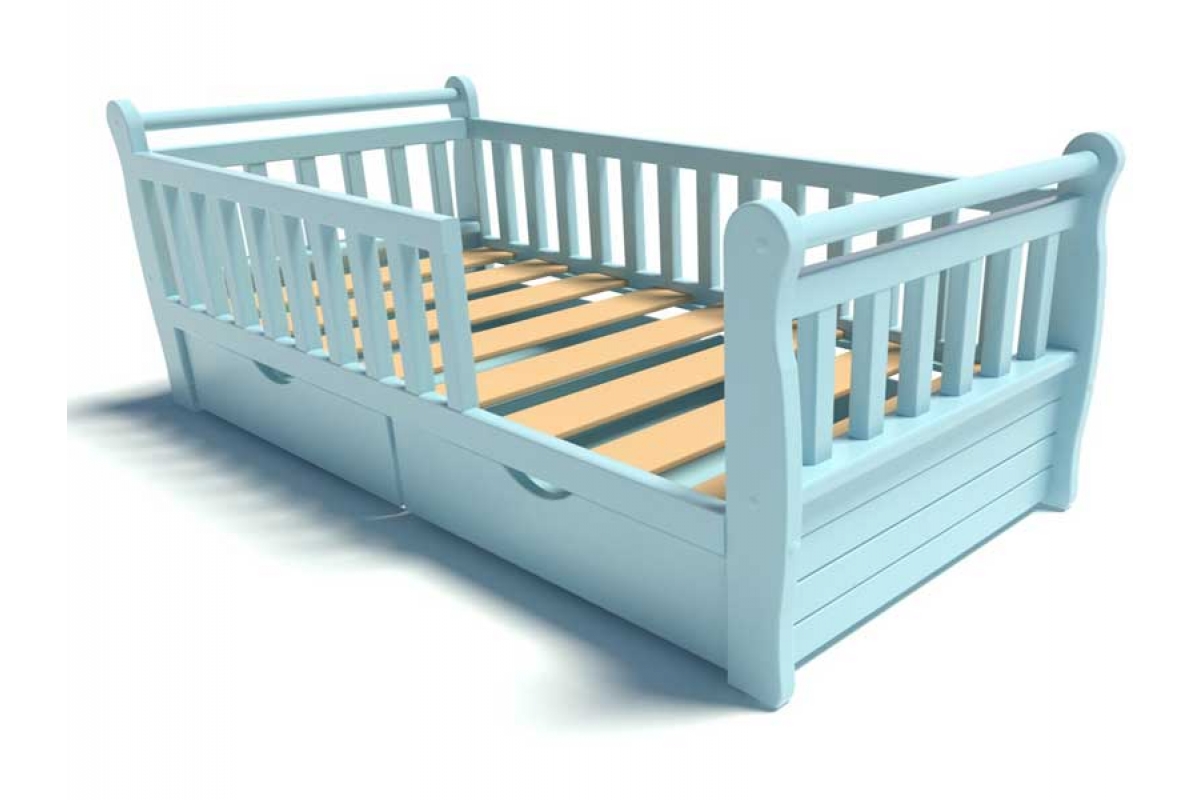 Bērnu gulta ottoman zila