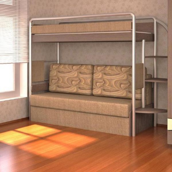 Dīvāns ar divstāvu gultu košās krāsās