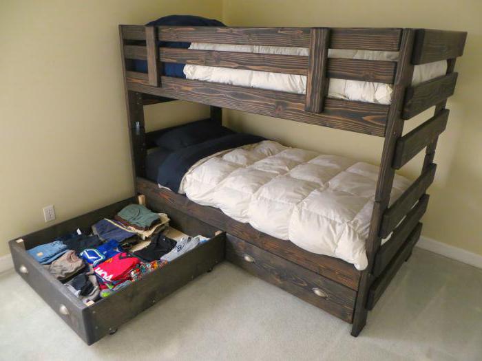 Divu praktisku līmeņu gulta ar atvilktnēm