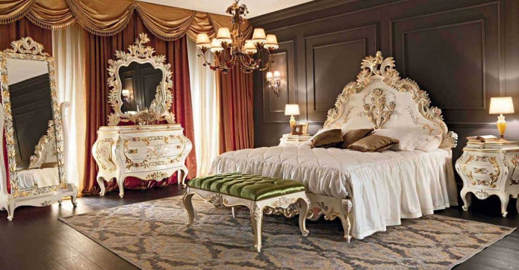 Baroka stila guļamistabas dizains