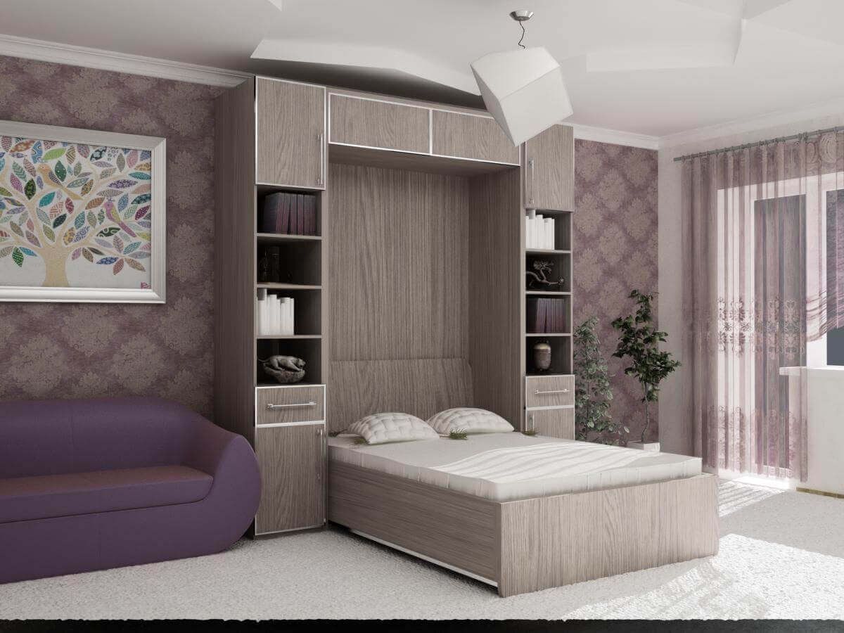 Garderobē iebūvētās gultas dizains