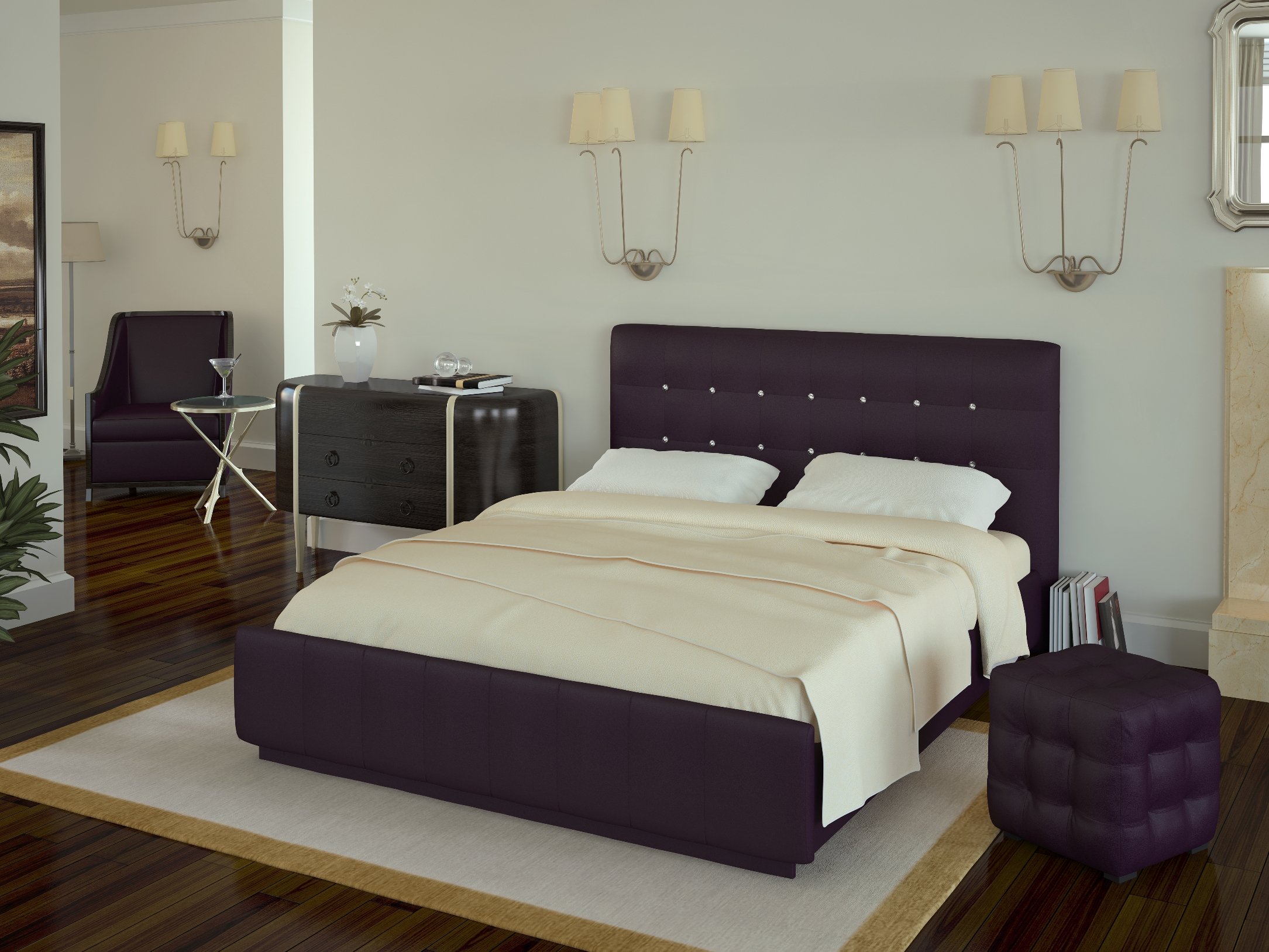 Modernas gultas violets galvgalis