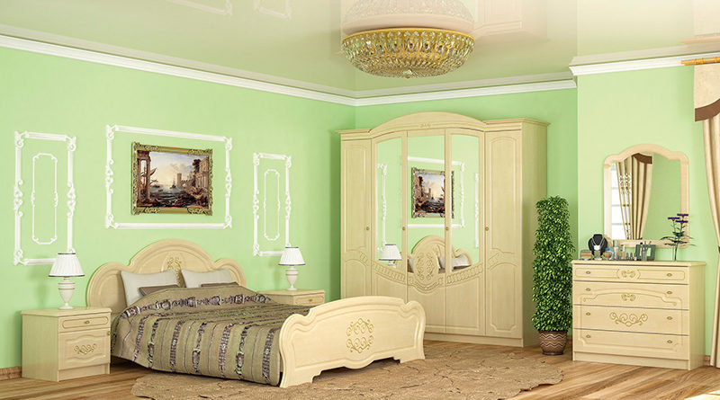 Baroka stila guļamistabas interjers