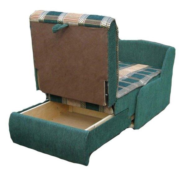 Atzveltnes krēsla gulta ar atvilktni