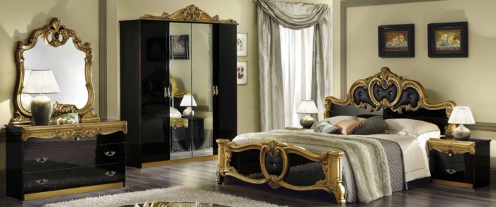 Šiks baroka stils guļamistabā