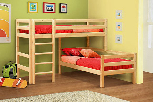 Stūra divstāvu gultas bērniem