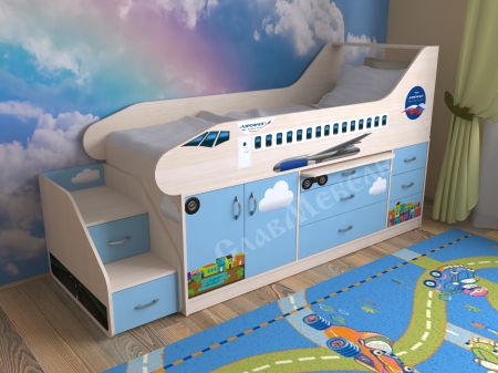 Bērnu bēniņu gulta Lidmašīna