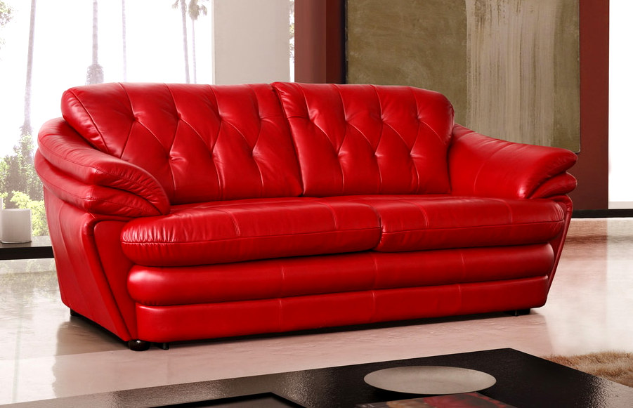 Sarkans dīvāns no īstas ādas