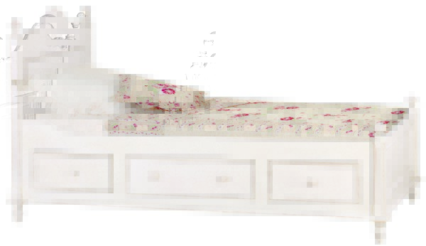 Balta gultiņa ar sānu atvilktnēm