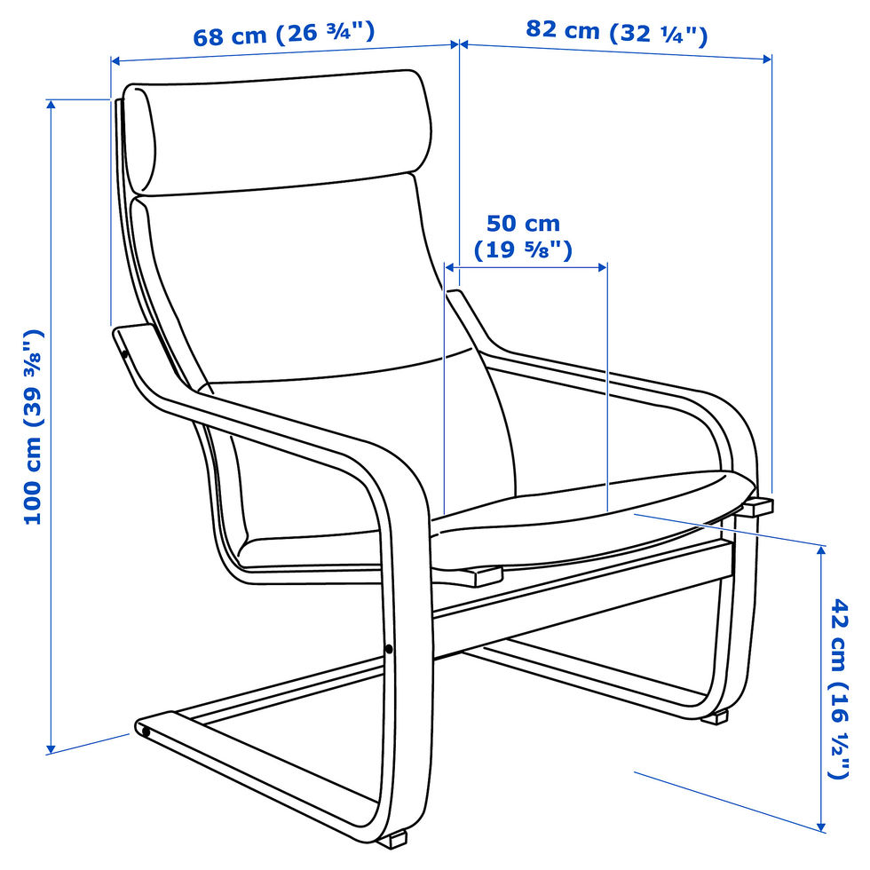 Krēsla izmēri Poeng