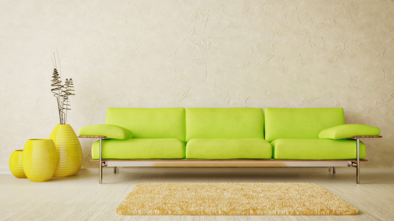 Minimālisma zaļš dīvāns