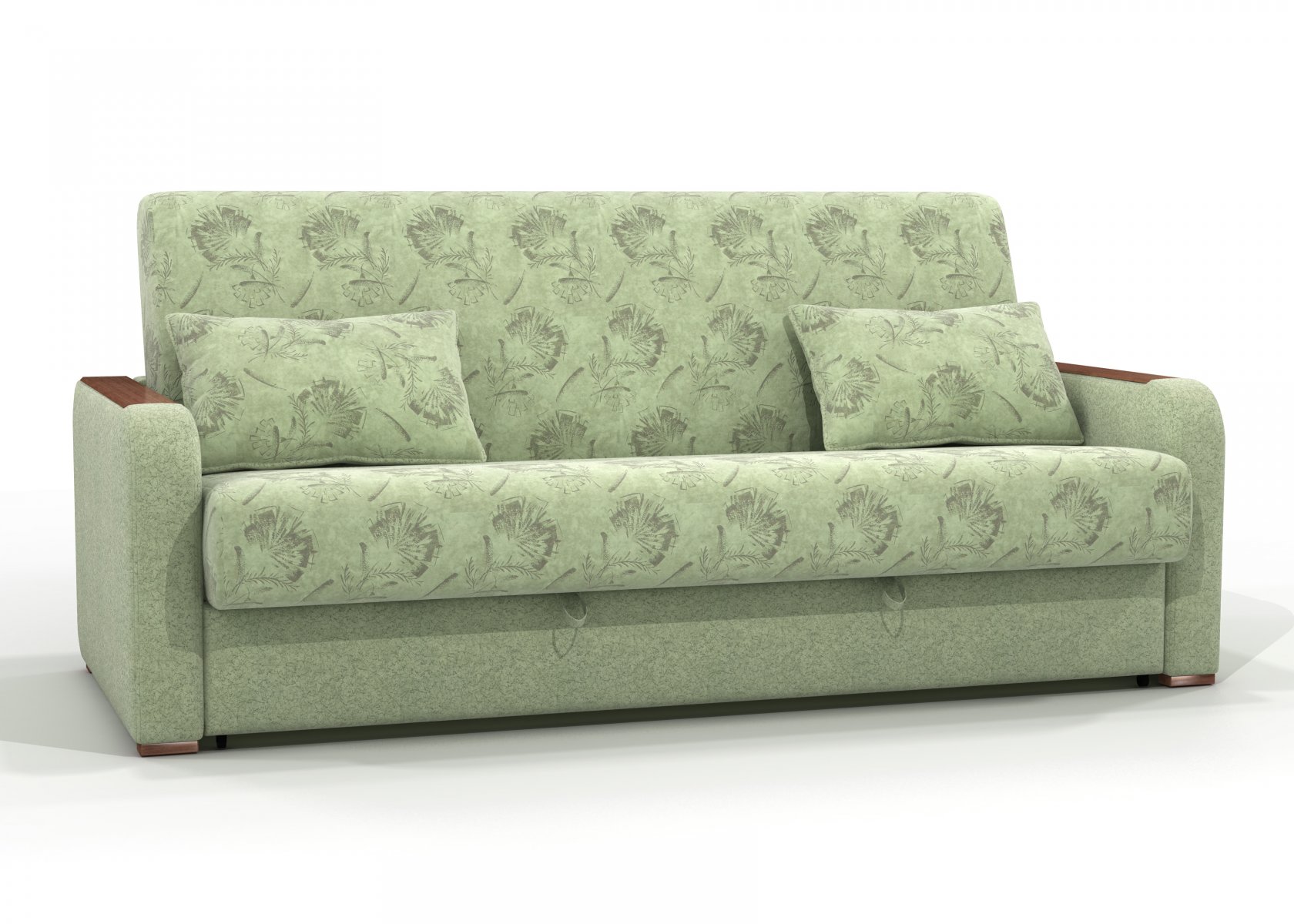 Zaļš dīvāns ar saimes audumu