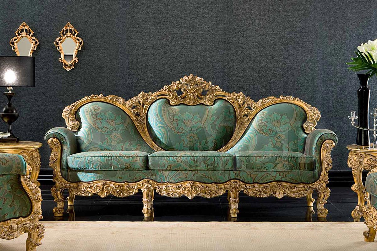 Zaļā baroka stila dīvāns