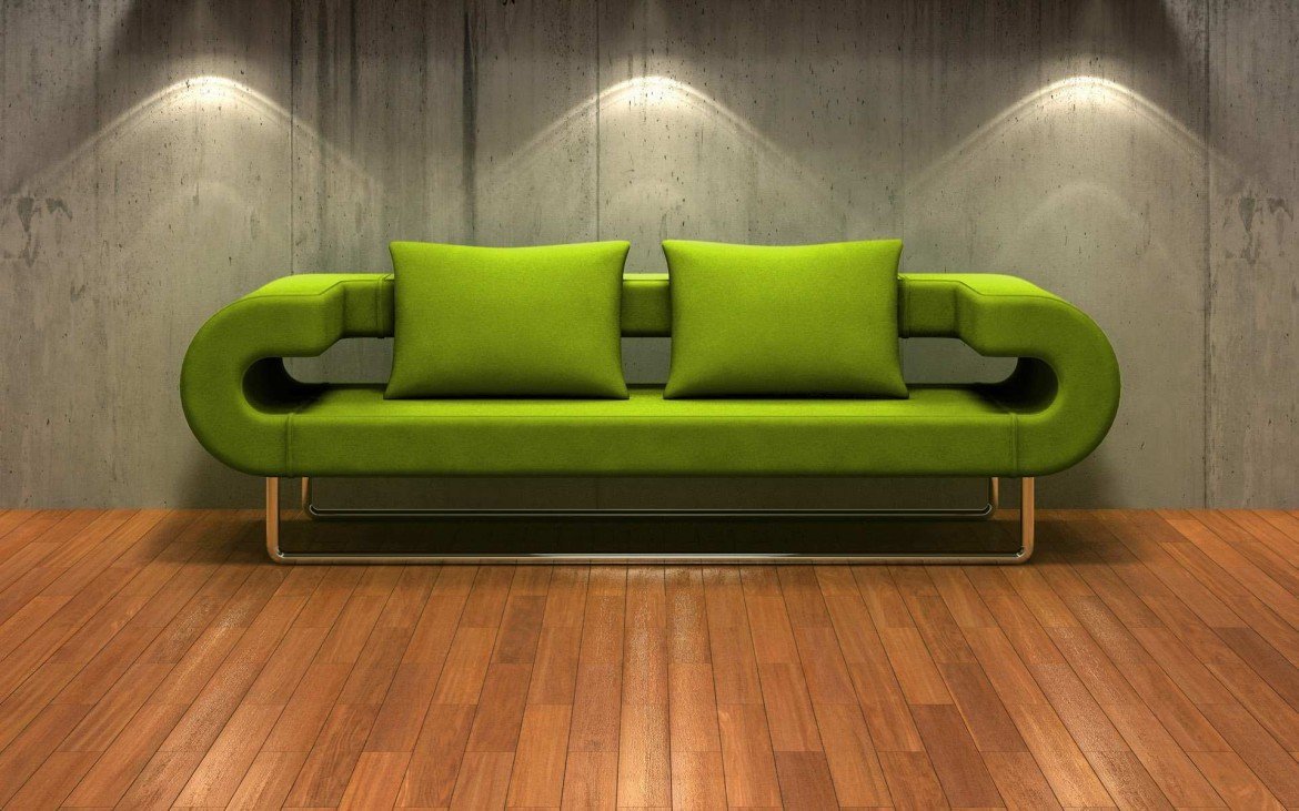 Zaļš augsto tehnoloģiju dīvāns