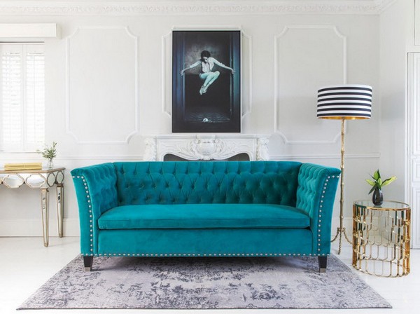 Tiešais dīvāns zilā krāsā