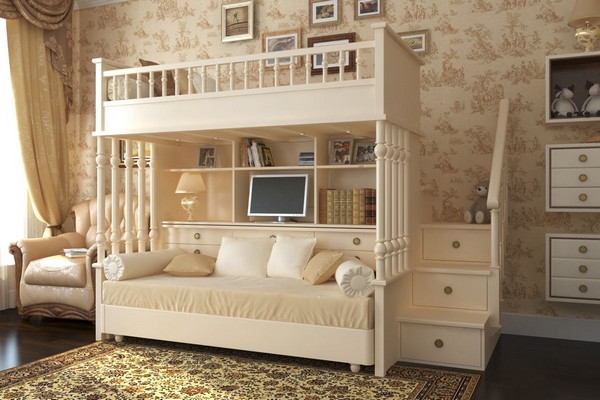 Klasiskā stila divstāvu gulta