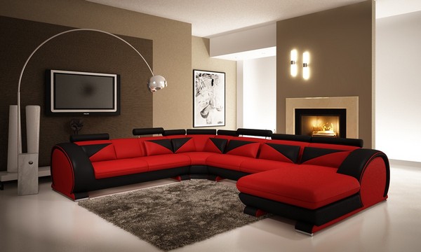 Stūra dīvāns sarkanmelns